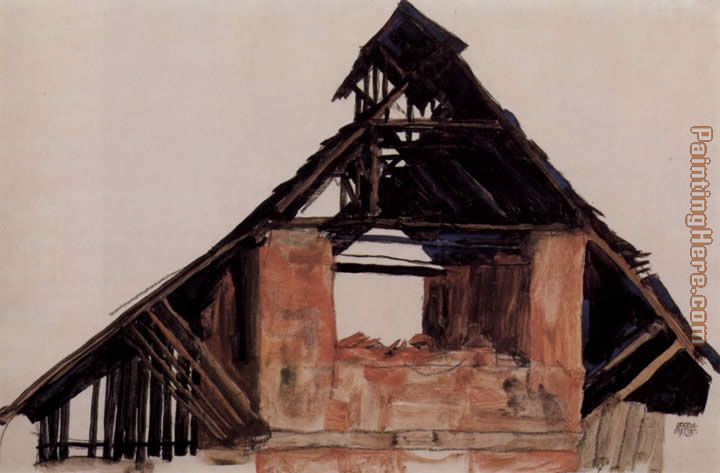 Old Gable painting - Egon Schiele Old Gable art painting